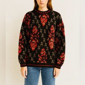 Vtg Bentley floral sweater black red roses 80s  Y2K
L-XL retro oversized fit
